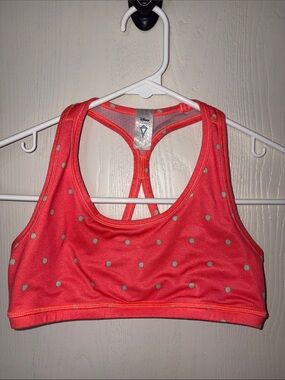 Ivivva Coral Sports Bra with Mint Polka Dots